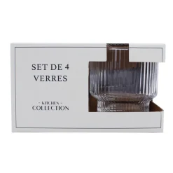 Clearance Verre strie transparent 31cl x4 Vaisselle, Art De La Table·Verre