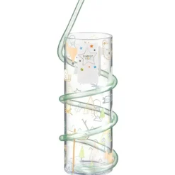 Outlet Verre+paille animaux verte Enfant Enfant