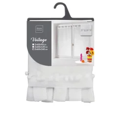 Outlet Vitrage poupette 2x60x160 blanc Rideau, Voilage·Vitrages