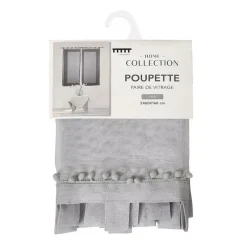 Discount Vitrage poupette 2x60x160 gris Rideau, Voilage·Vitrages