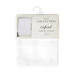 Hot Vitrage x2 oxford 60x120cm blanc Rideau, Voilage·Vitrages