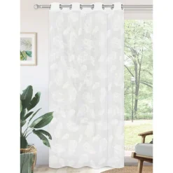 Outlet Voile feuillette 140x240cm blanc Rideau, Voilage·Voilage